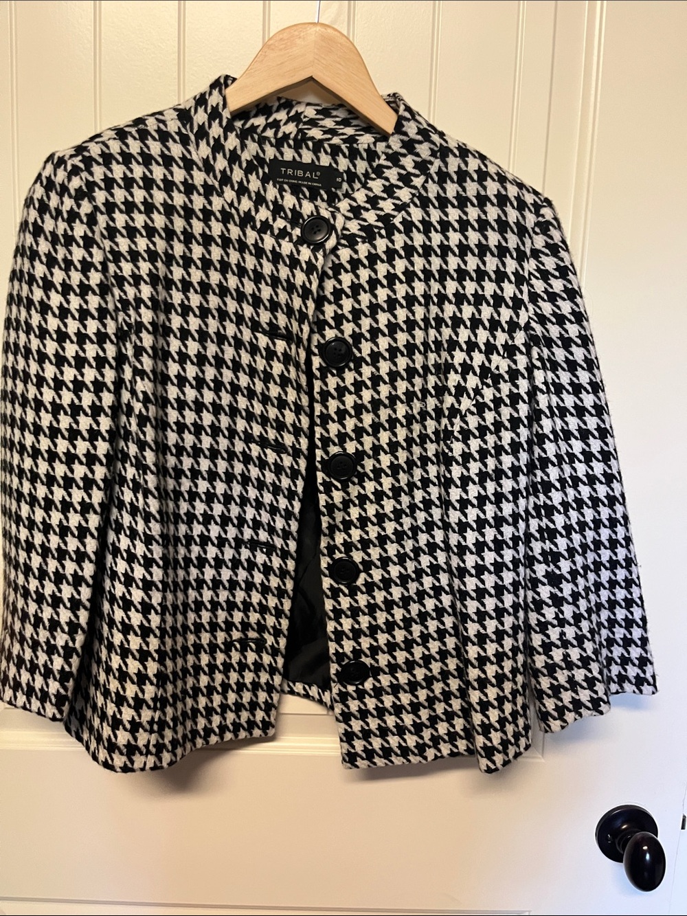 Tribal - Black and White Houndstooth Blazer